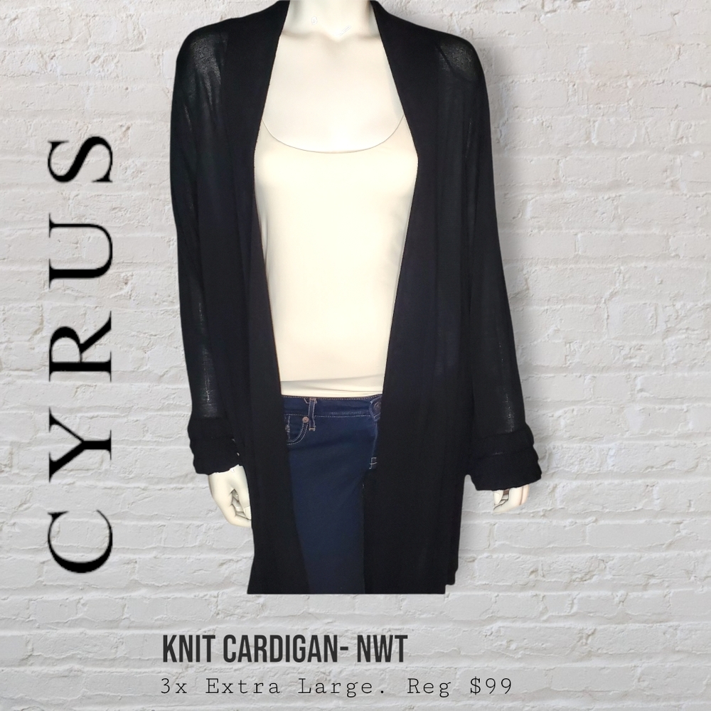 Cyrus Soft Knit Black Cardigan Women's Plus Size 3XL